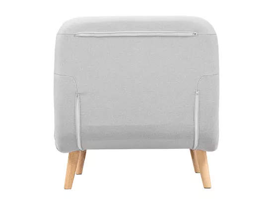 Fauteuil convertible scandinave en tissu gris clair et bois clair AMIKO