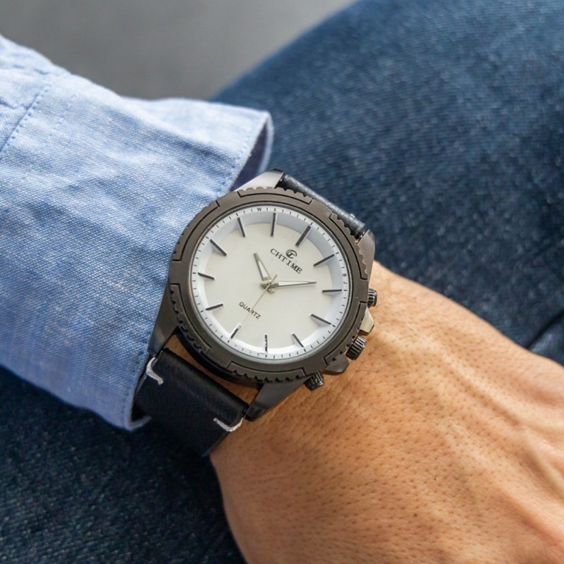 Montre Homme CHTIME bracelet Cuir Noir