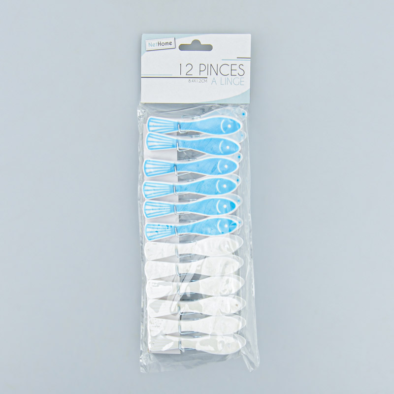 Lot de 12 pinces à linge 'Poissons'