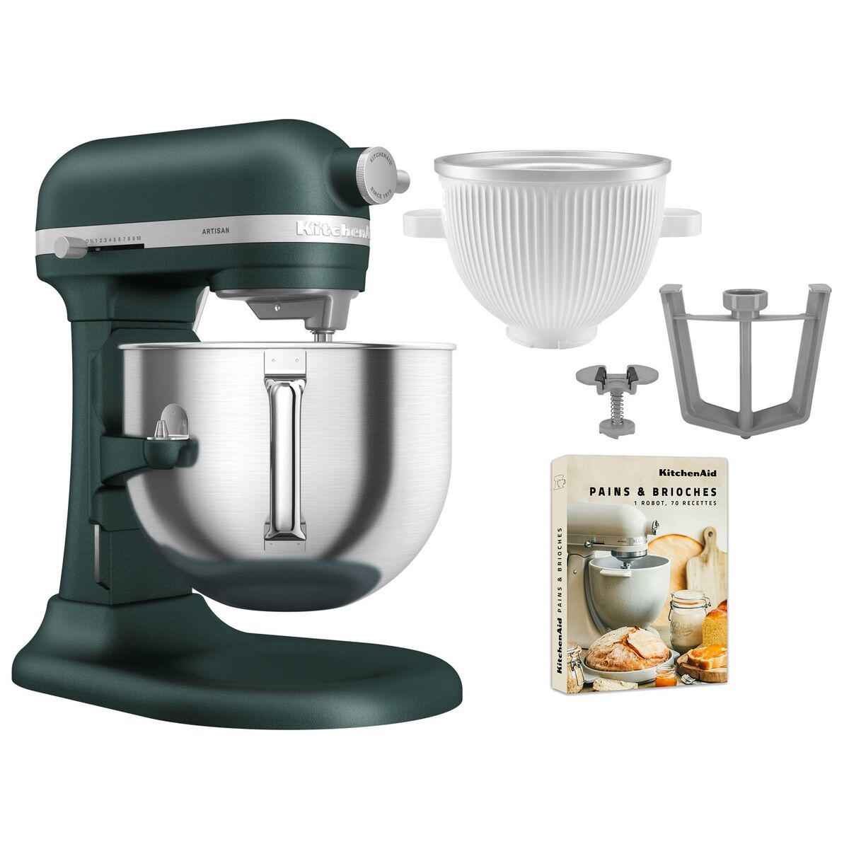 Artisan 5KSM70SHXE kjøkkenmaskin 6,6 liter + 5KSMICM Ice Cream Maker, pebbled palm