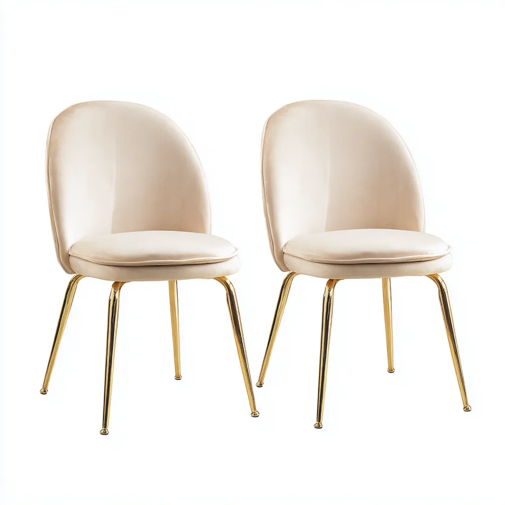Esszimmerstuhl Set Samtgepolstert 50x45x85 cm – Cremefarben – Modernes Design