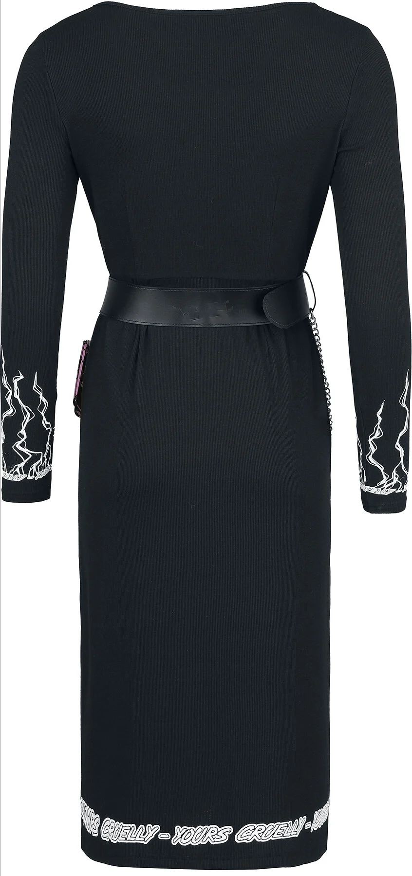 Gothicana X Elvira - Robe avec ceinture & sac | Gothicana by EMP Robe mi-longue