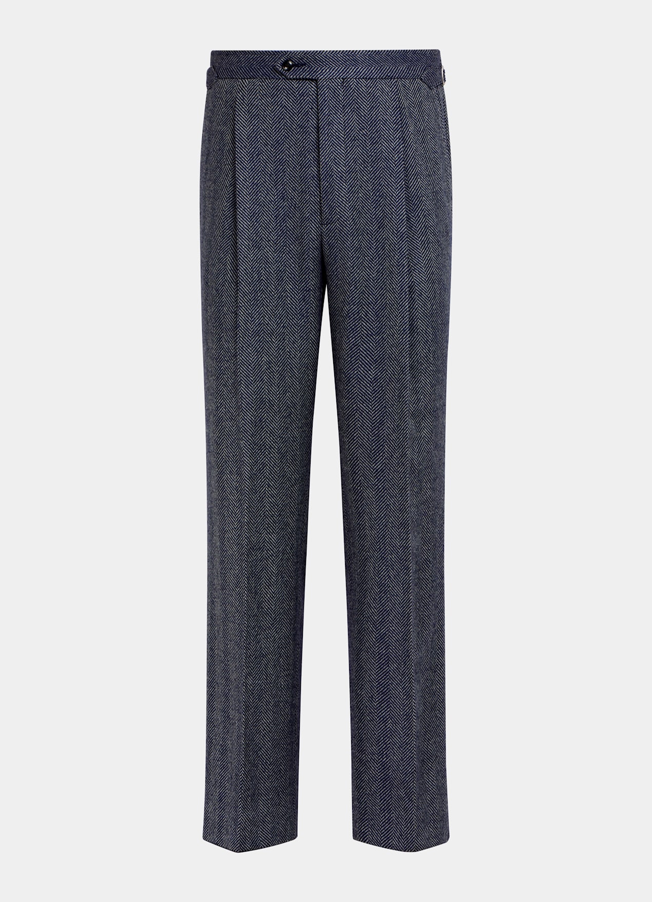 Pantalon Wide Leg Straight bleu marine à chevrons