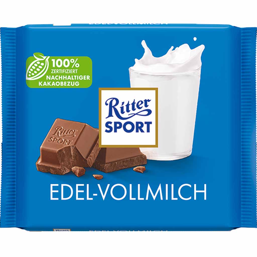 Ritter Sport Tafelschokolade Edel-Vollmilch 100g MHD:1.8.25