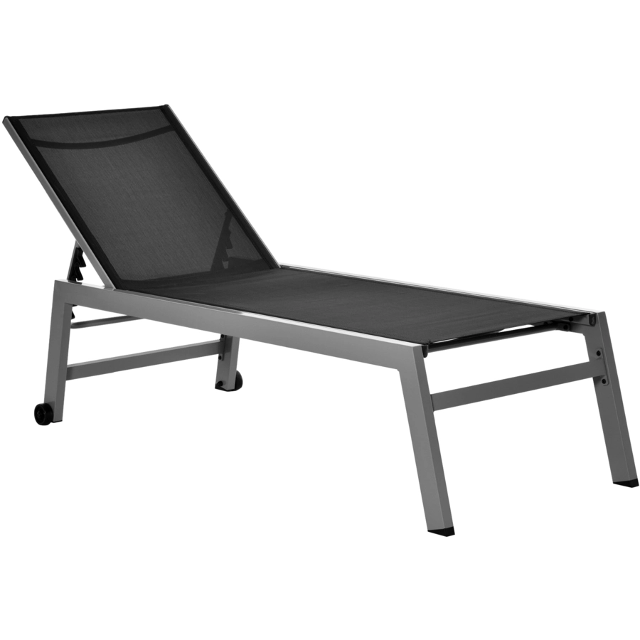 Outsunny Gartenliege mit verstellbarer Rückenlehne schwarz