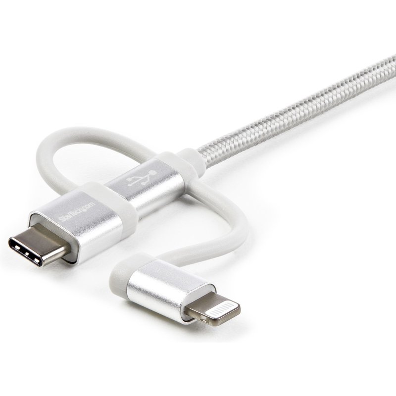 StarTech.com Câble multi chargeur USB de 1 m - Lightning USB-C Micro-B - Tressé