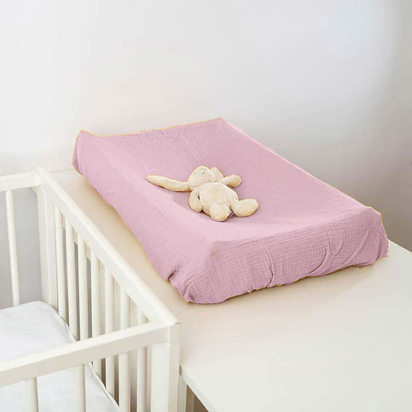 Papate Housse de Matelas à Langer en Coton Bio rose - 50x70 cm