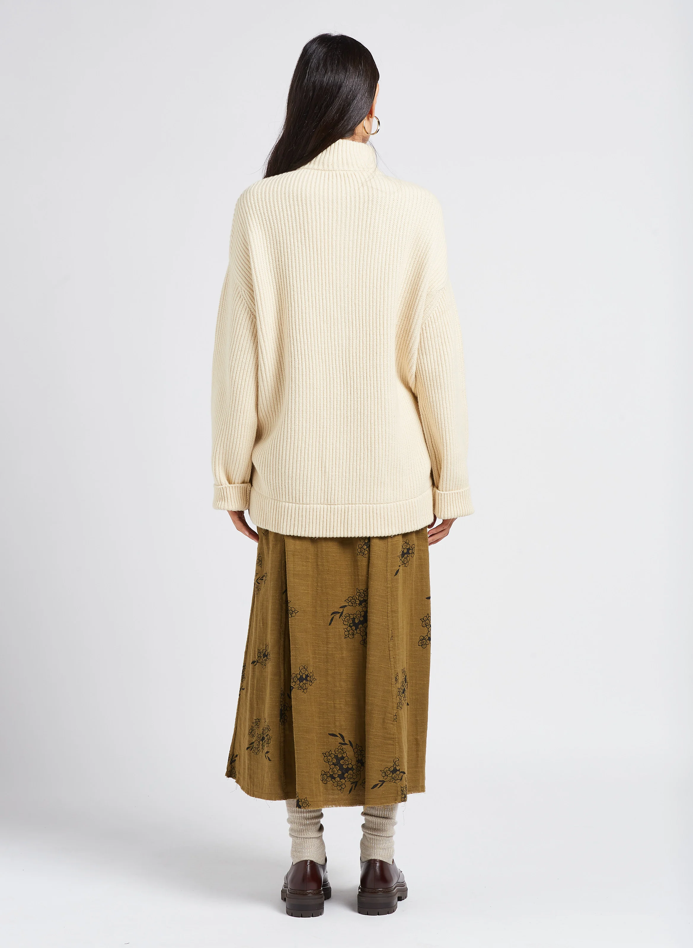 PULL ETOLE - Pull col montant zippé en laine mélangée | Blanc