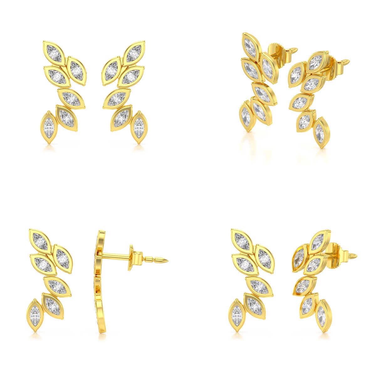 Boucles d'oreilles ADEN Or 585 Jaune Diamant 1.71grs