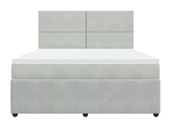 Sommier à lattes de lit et matelas Gris clair 180x200cm Velours