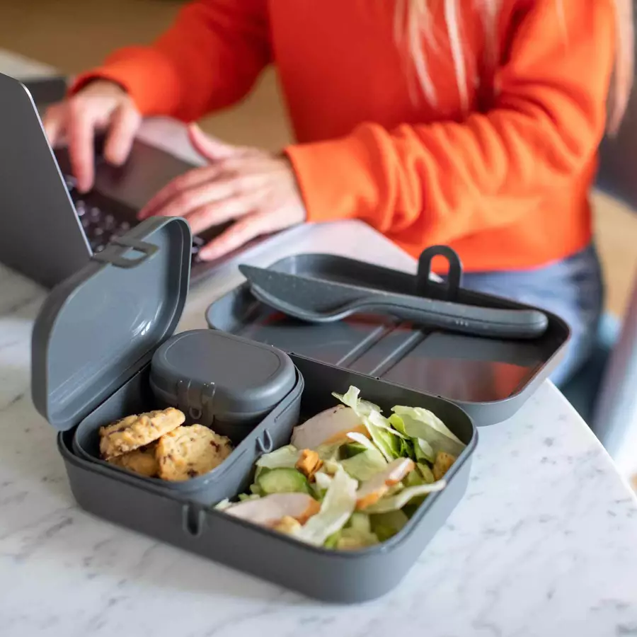 Koziol Lunchbox-Set inkl. Besteck Pascal Ready dunkelgrau