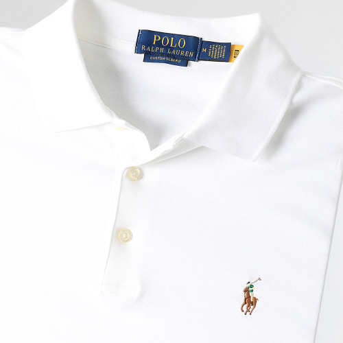 Polo Manches Courtes Custom Slim Fit Premium Soft Coton Blanc