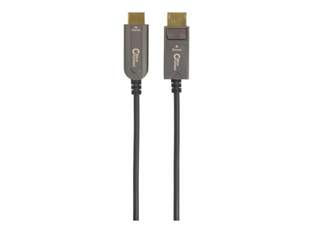 MicroConnect Premium - Videoadapter - DisplayPort han til HDMI han - 20 m - hybrid kobber/fibertoptik - sort - Active Optical Cable (AOC), 4K60 Hz support