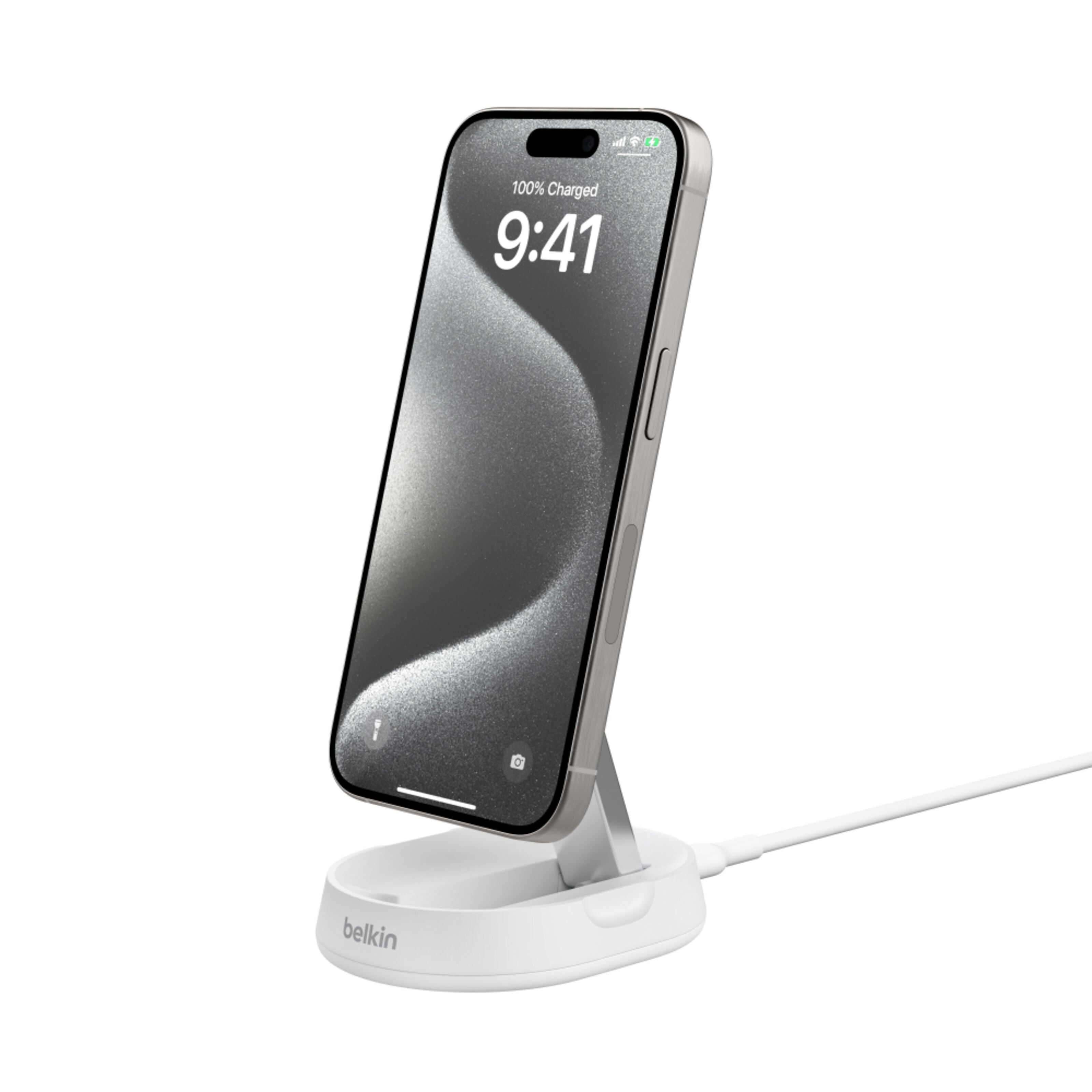 Belkin BoostCharge Pro Ladestativ med Qi2 15 W Hvit