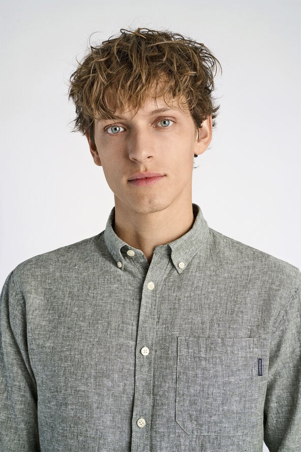 Lindbergh Cotton/linen shirt L/S Grøn