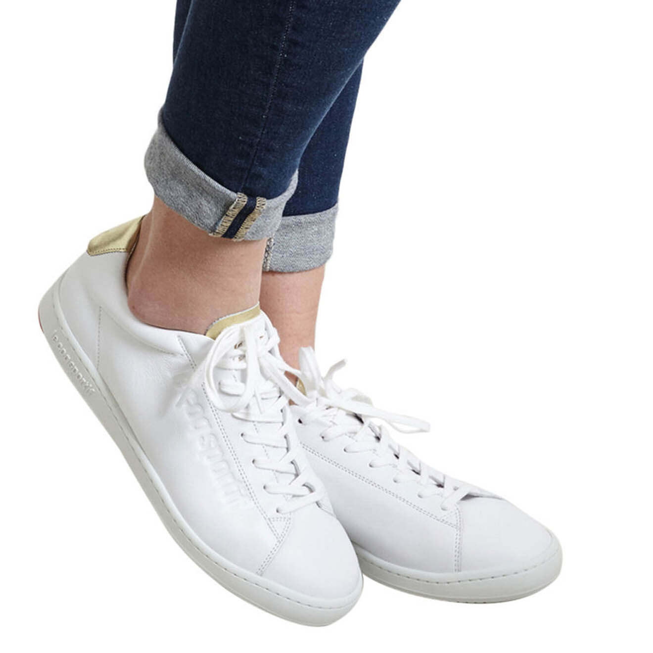 Le Coq Sportif Baskets en Cuir Blazon Made In France blanc/doré