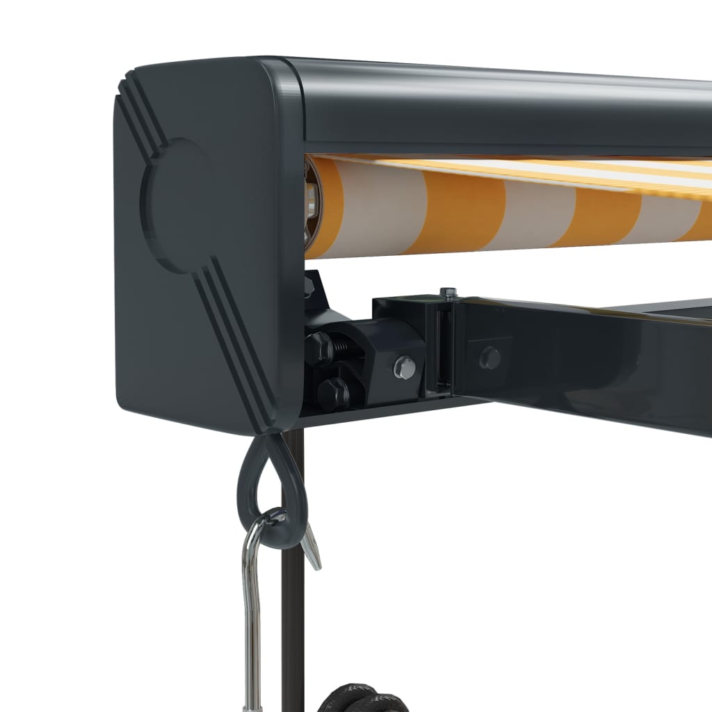 Auvent rétractable jaune et blanc 3x2,5 m tissu et aluminium