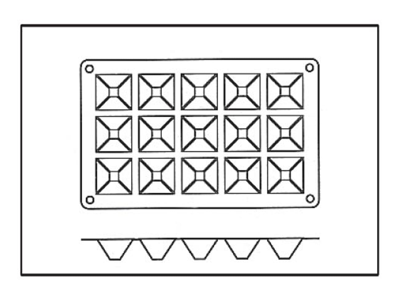 Moule silicone Silicon Flex - 15 pyramides 3,6 x 3,6 cm - 30 x 17,5 cm - Silikomart