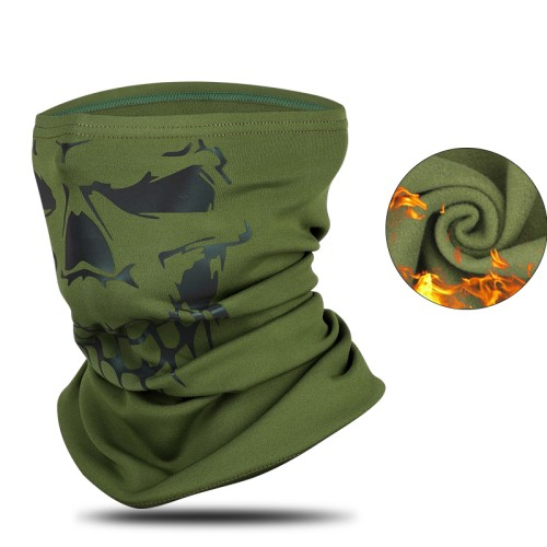 Reflektierendes Bandana Motorrad Schal Fahrrad Halstuch Biker Sturmmaske Ski Schlauchschal Totenkopf Design - Grün