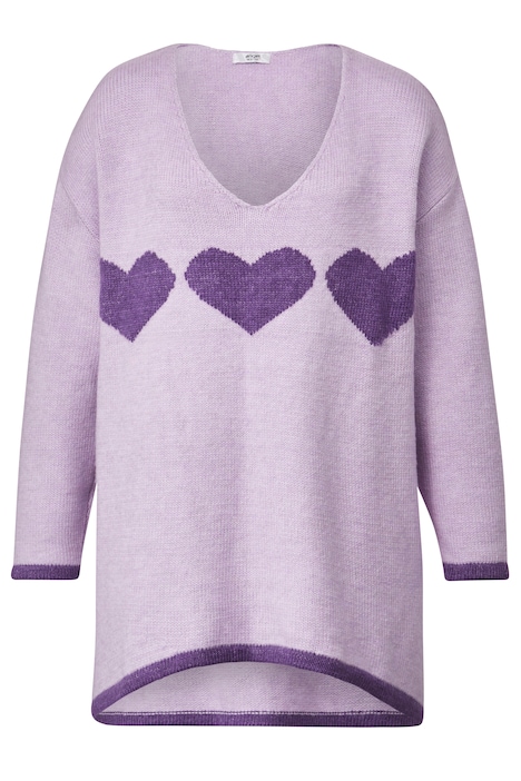 Pullover, oversized, Herzen, V-Ausschnitt, Langarm