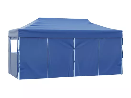 Tente de réception pliable avec 4 parois 3x6 m Acier Bleu