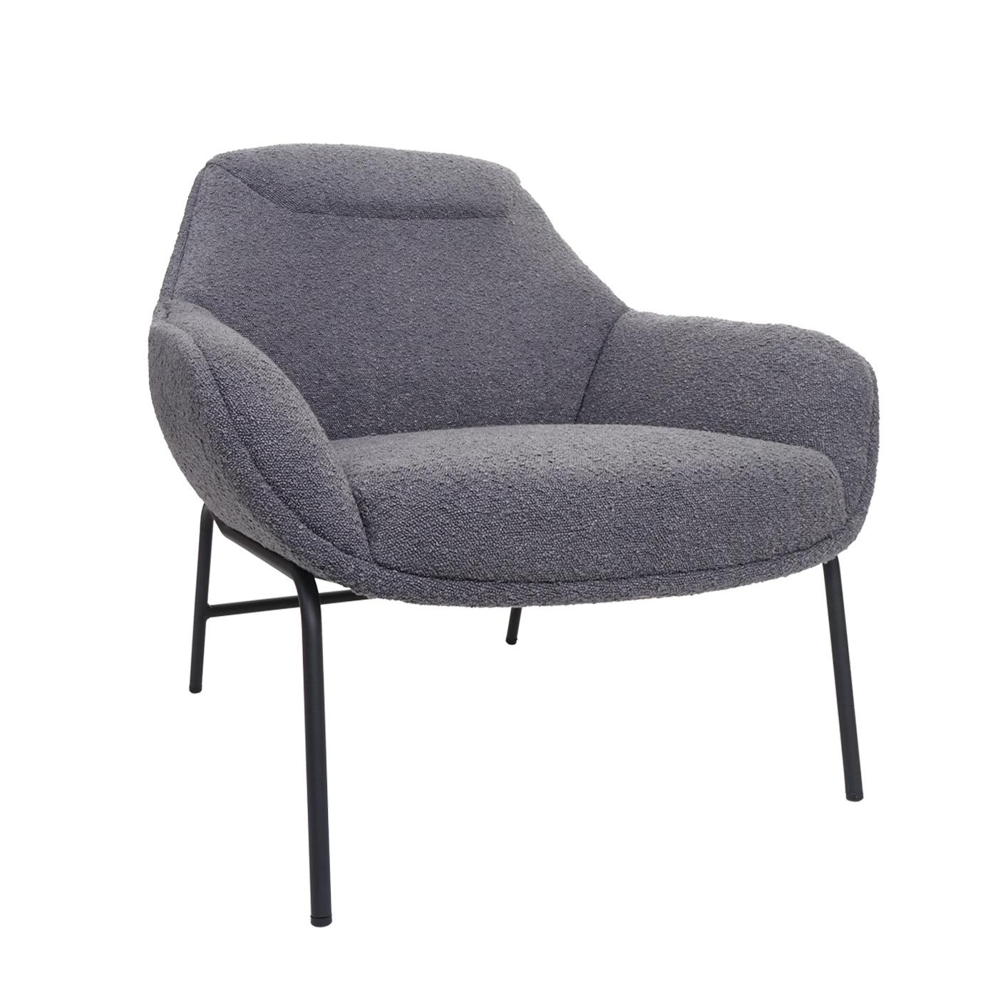 Lounge-Sessel MCW-J77, Cocktailsessel Sessel, Bouclé Stoff Metall ~ dunkelgrau