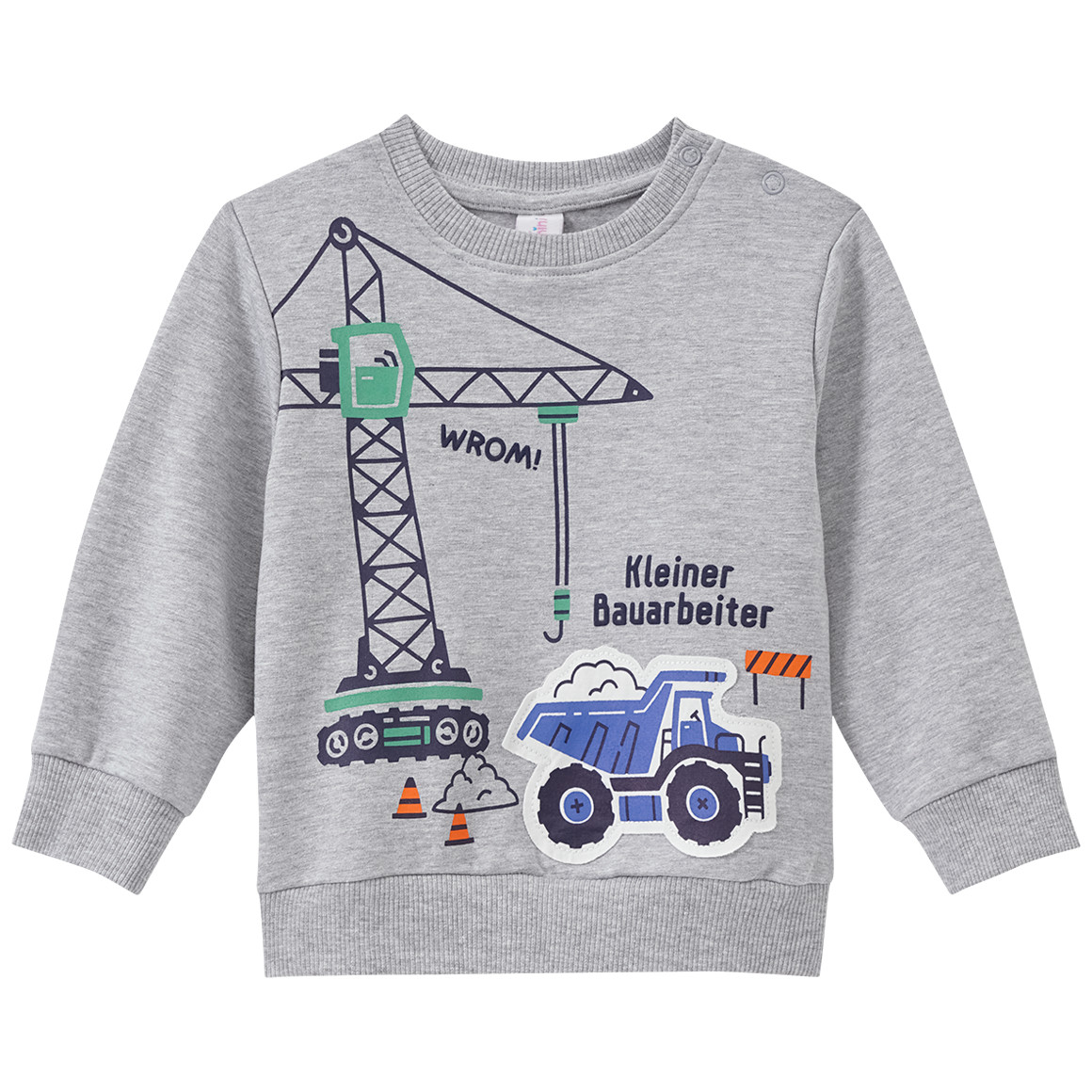 Topomini Baby Sweatshirt mit Kipplaster-Applikation hellgrau