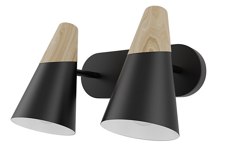 Réglette spot 2 lumières E14 5W GoodHome Arraqis noir mat L.22 x L.21 x H.8 cm