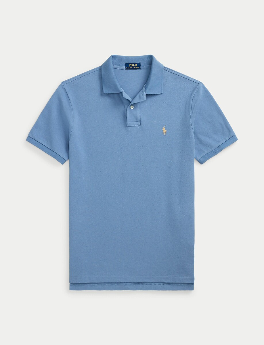 POLO RALPH LAUREN<br>Camisa polo reta de algodão com bordado de jogador de pônei