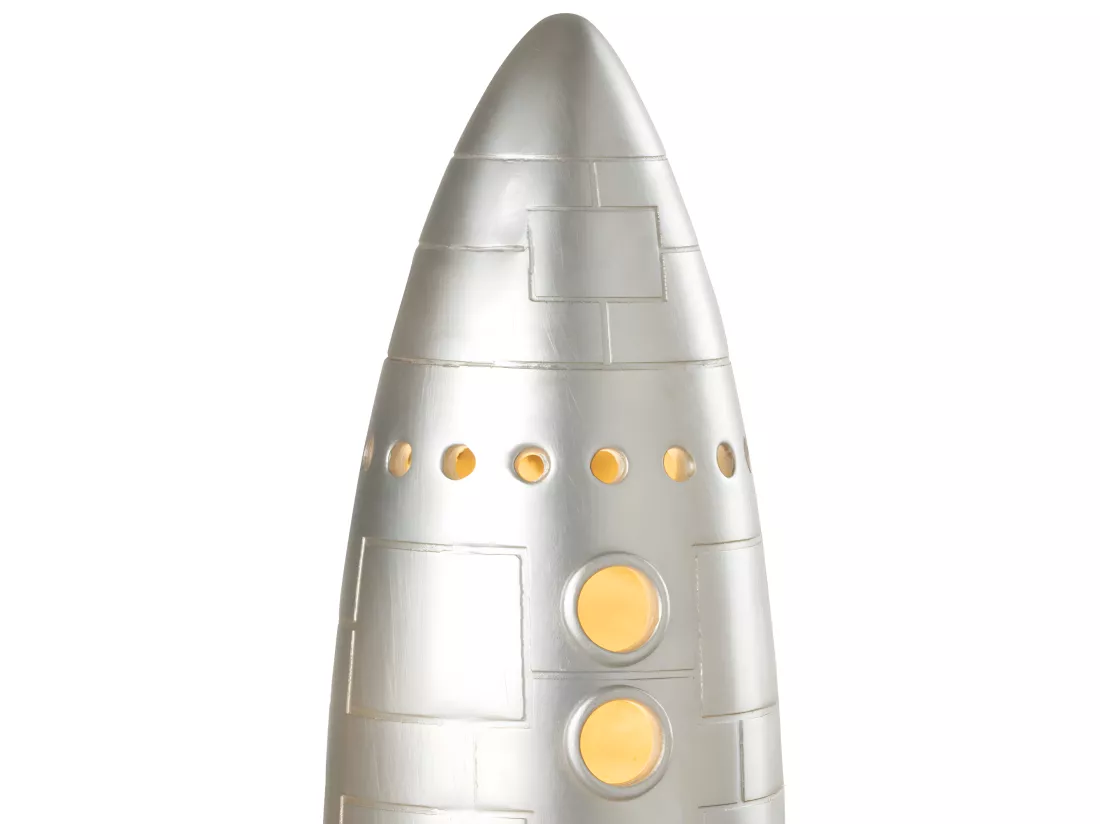 Grande lampe à poser fusée argentée 43 cm