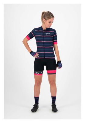 Maillot Manches Courtes Velo Rogelli Stripe - Femme - Bleu/Rose
