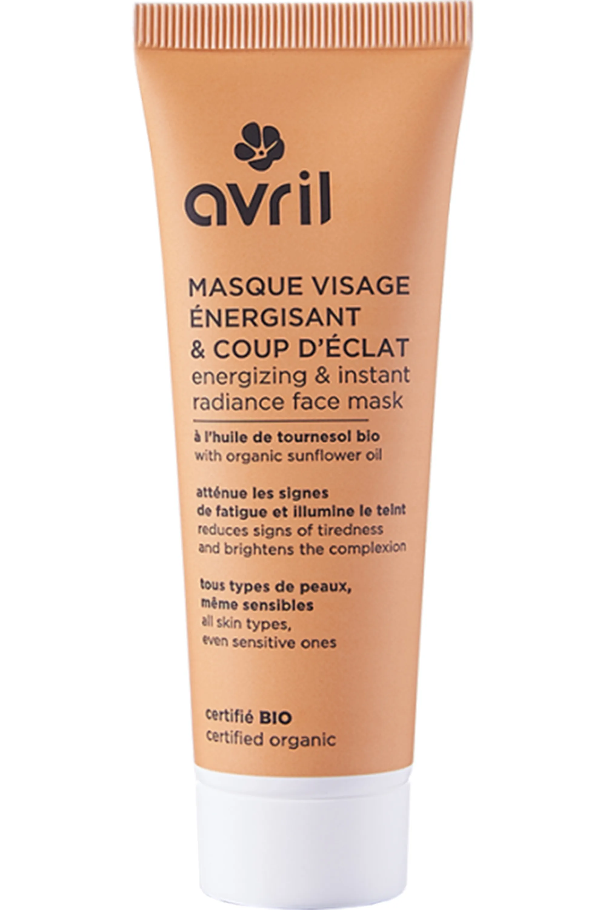 Avril Masque visage énergisant & coup d’éclat bio-50 ml