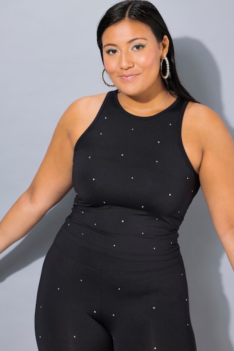 Crop-Top, Slim Shape, Glitzersteinchen