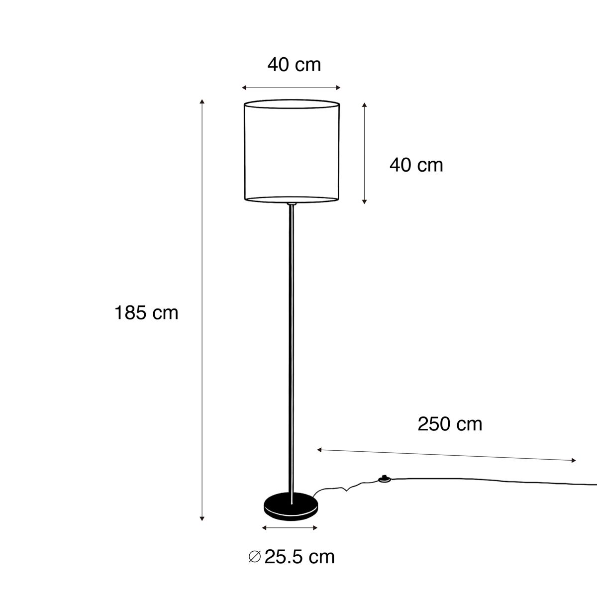 Vloerlamp zwart met velours kap groen 40cm - Simplo