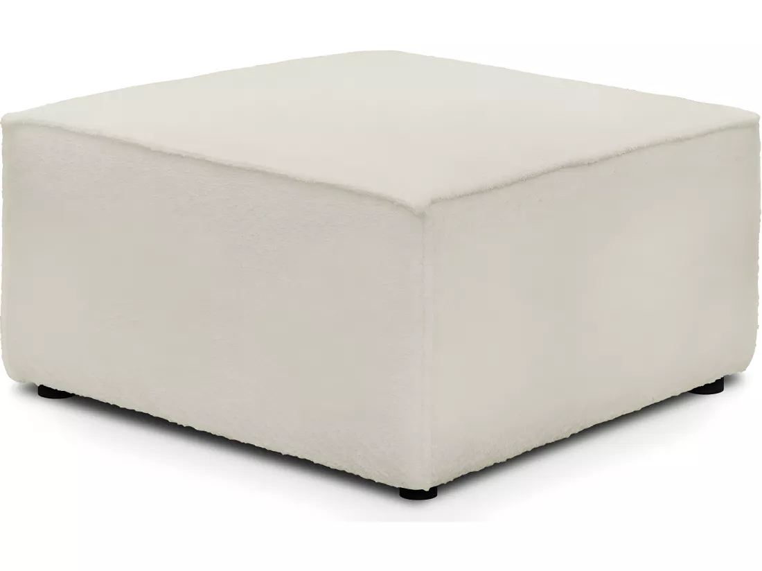 Pouf en tissu bouclette écru - Harper