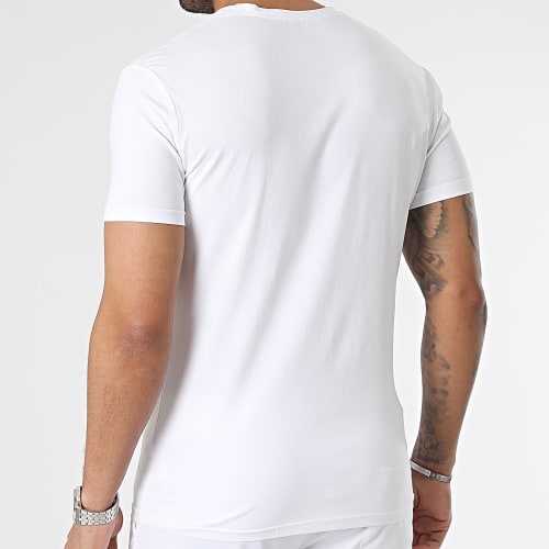 Ensemble Tee Shirt Poche Et Short Cargo E392 Blanc