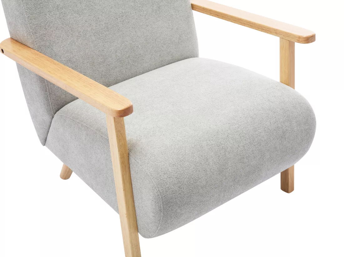 Fauteuil en tissu gris et bois JULOMO