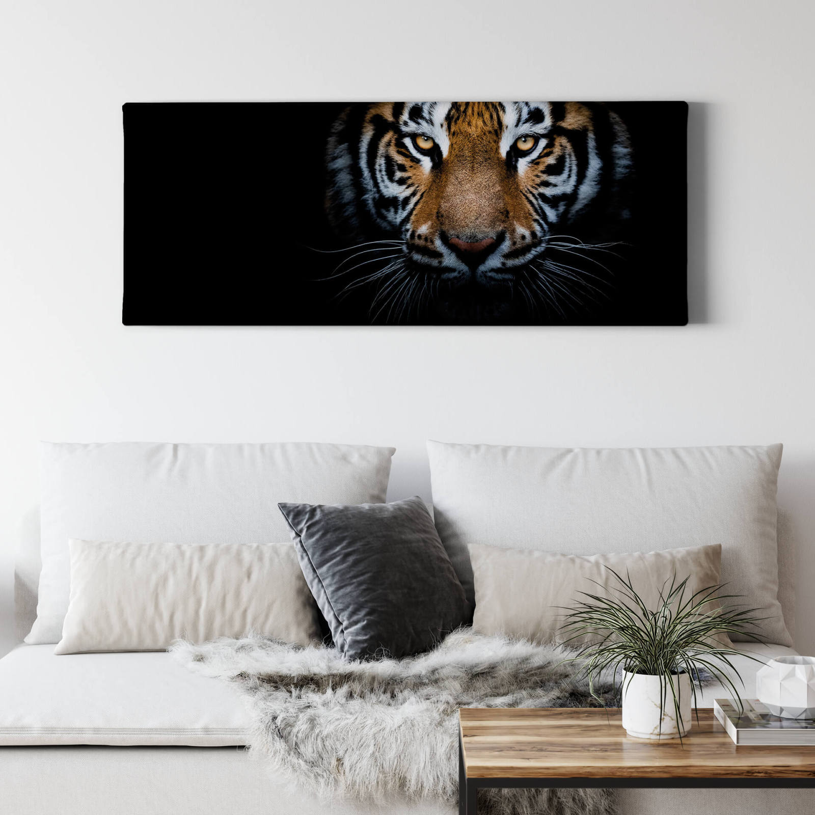 Leinwandbild TIGER - braun-schwarz - 100x40 cm