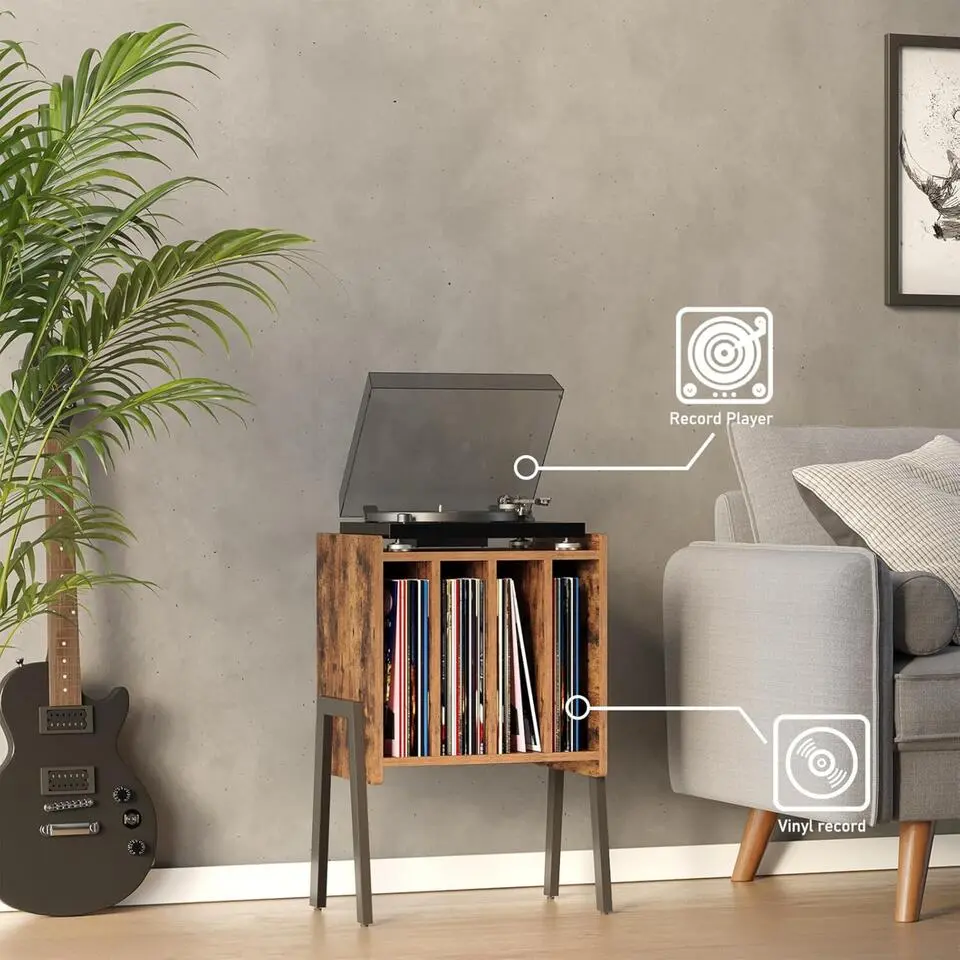 LP Opbergsysteem - Platenrek - LP Houder - Vinyl Houder - MDF - Bruin Vintage