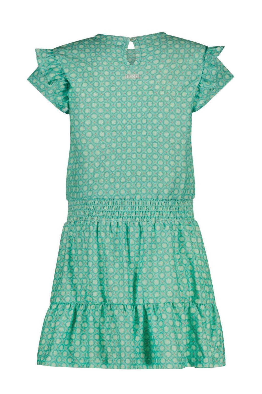 B.Nosy jurk met all over print en ruches mintgroen