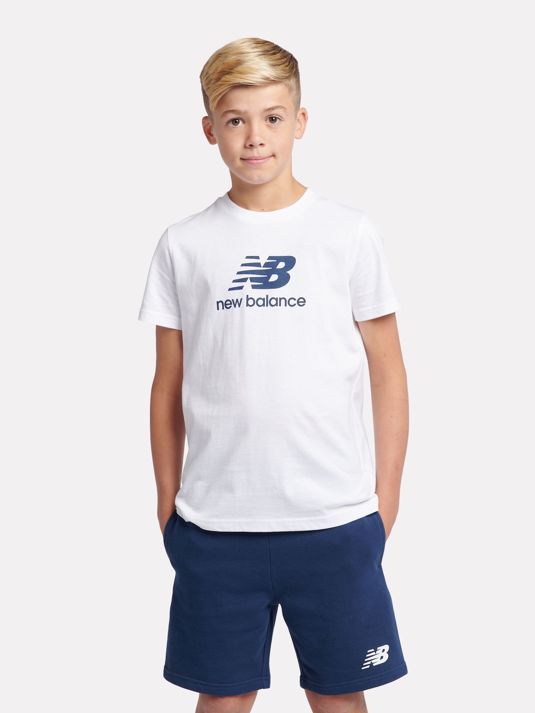 Wit - New Balance Stacked Logo T-Shirt and Shorts Set