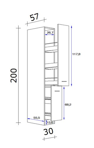 Apotheker-Hochschrank Neo Weiß 30cm