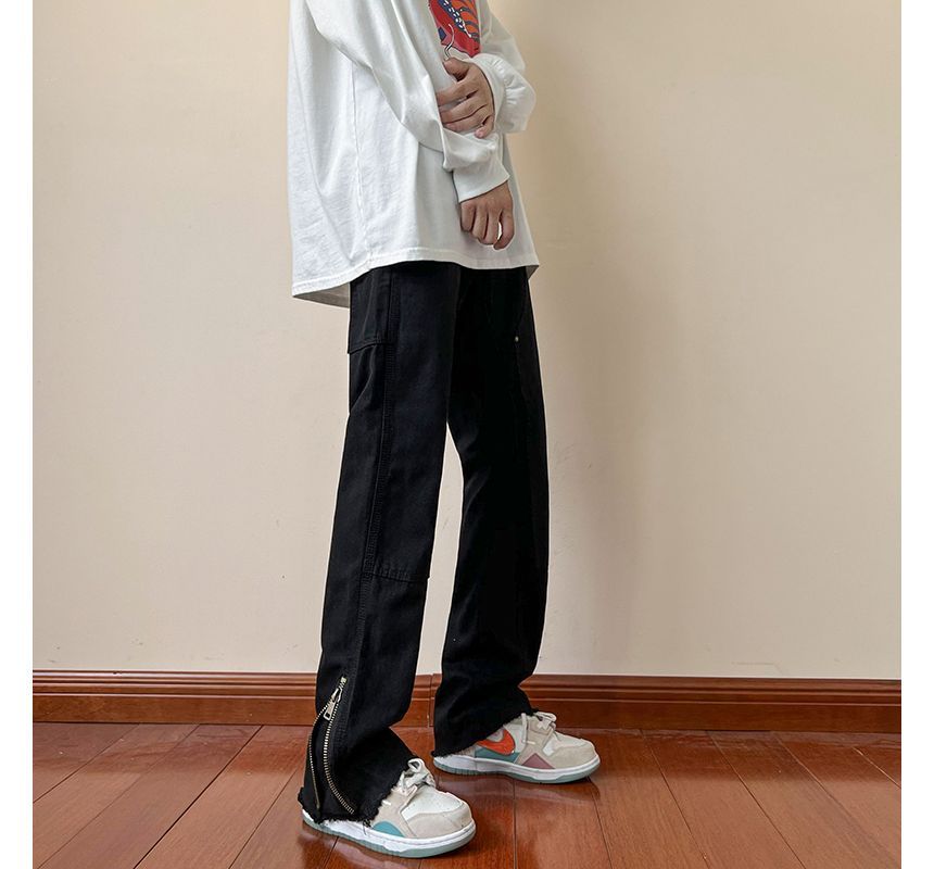 Koiyua - Mid Rise Zip Detail Wijde Broek