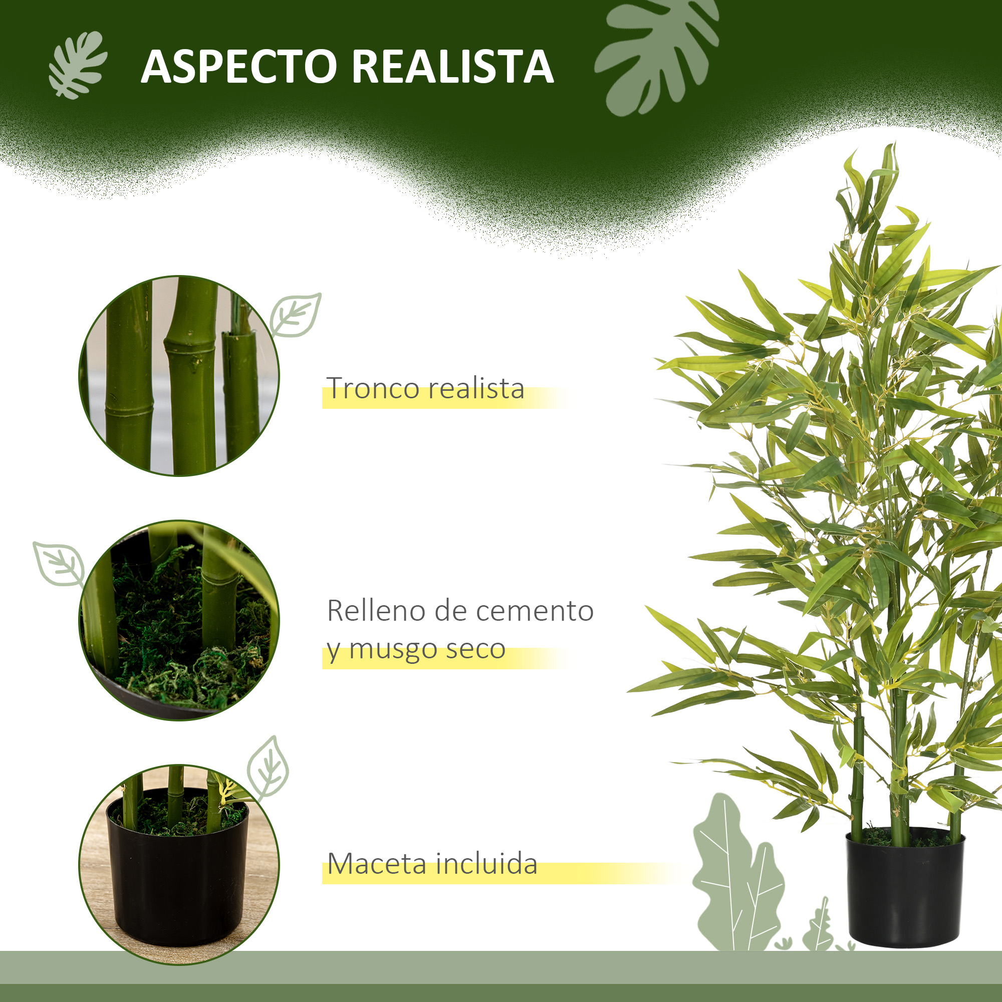 Bambus artificiais verdes da HOMCOM