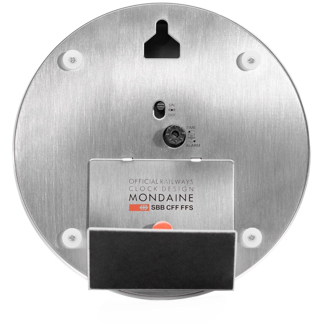 Mondaine Tischuhr mit Alarm Silbrig Ø 12.5cm
