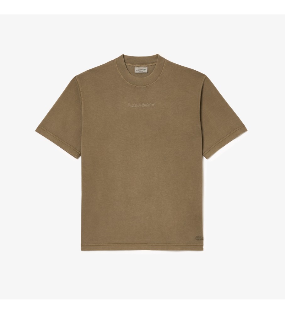 Camiseta Lacoste com logotipo marrom-esverdeado
