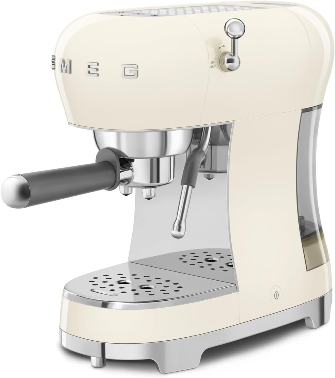 Smeg, Machine à Café Expresso Manuelle ECF02CREU, Système Thermoblock et Buse Vapeur, 4 Fonctions Expresso, Plateau Amovible, Porte Filtre, Réservoir d'Eau 1 L, Dimensions Compactes, 1350W, Crème