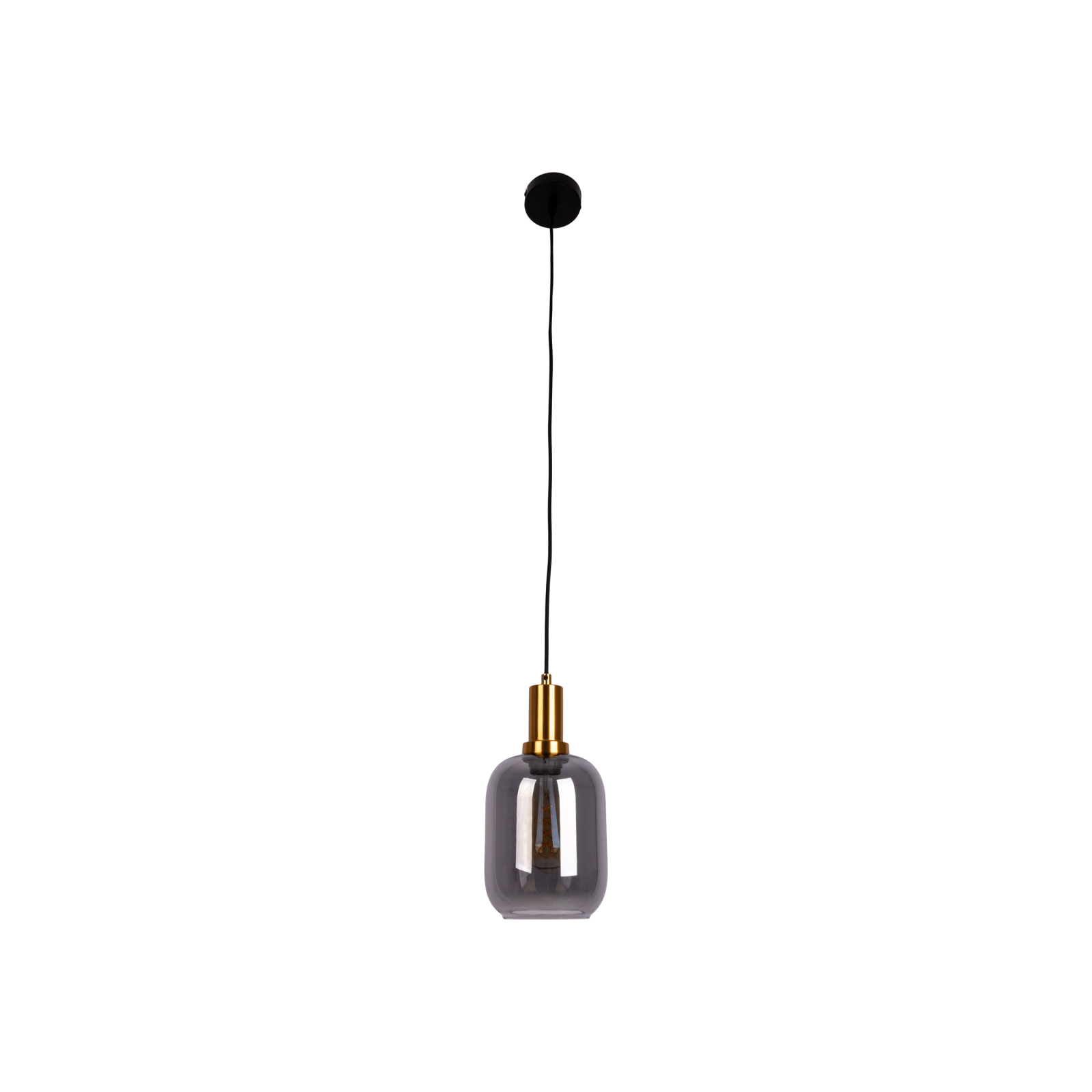 Pendelleuchte FUMO - schwarz-gold - Rauchglas - Ø 21,2 cm