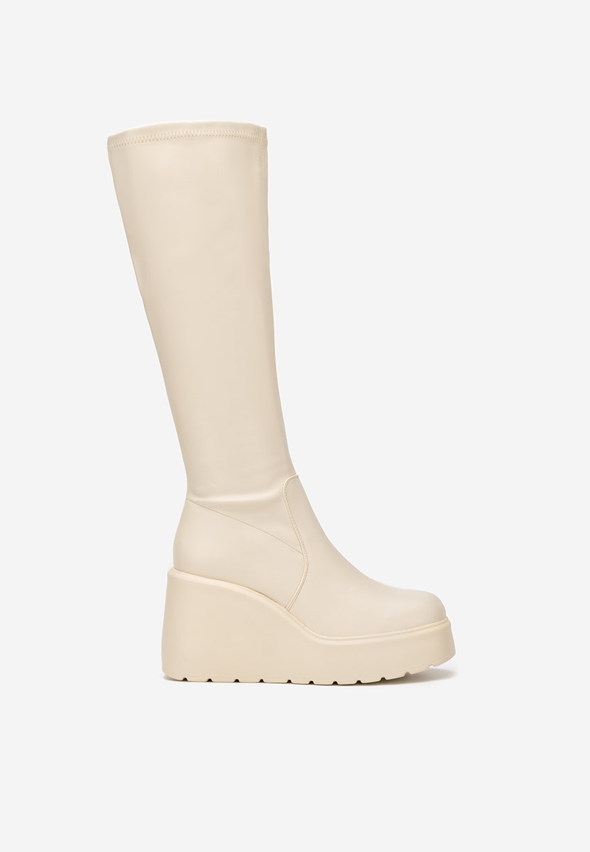 Bottes compensée femme beige Rozalin