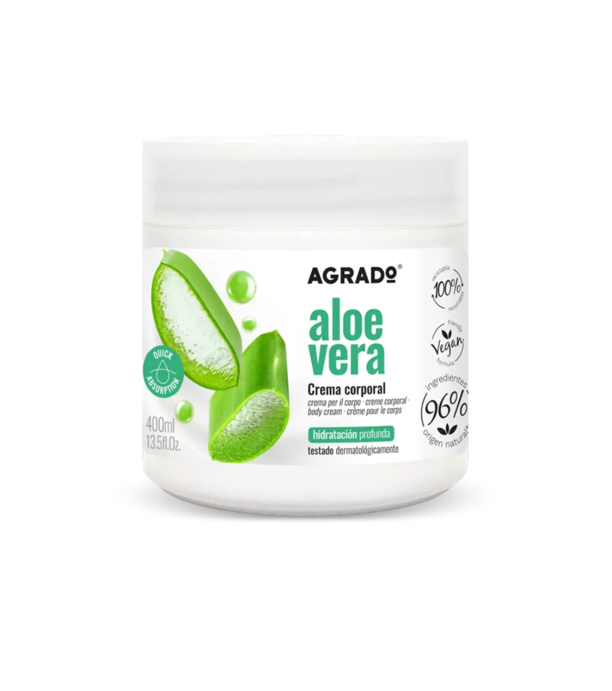 Agrado - Creme corporal de aloe vera - Hidratação profunda